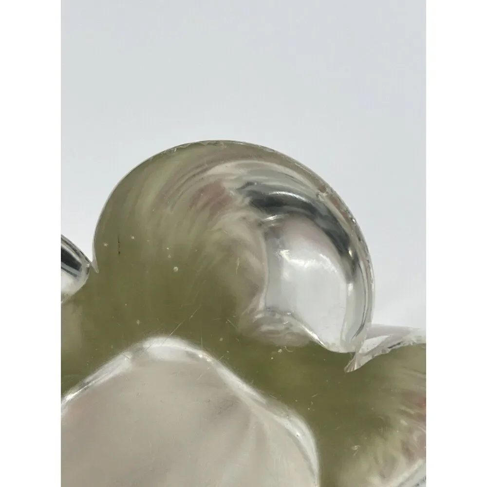 Vintage Clear Glass Swung Stretch Twist Vase Ruffle Top 11.5” Mid Century MCM
